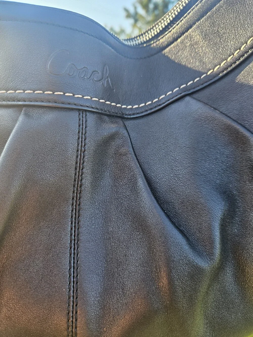 Coach Soho Black Leather Hobo Shoulder Bag with Silver Hardware
